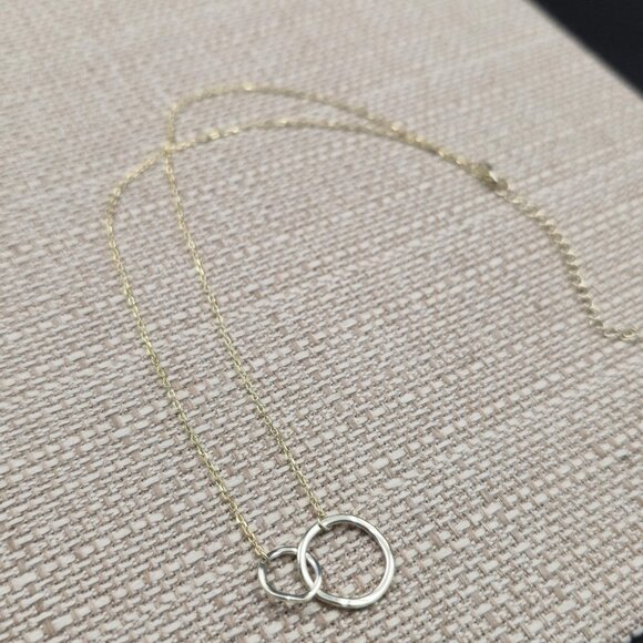 16+2 Inch Gold Over Sterling Silver Interlocking Circles Necklace A6278 - Picture 2 of 6